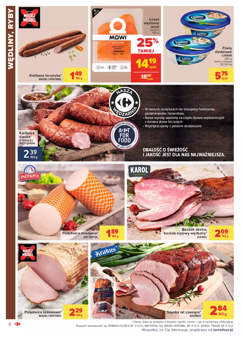 Gazetka promocyjna Carrefour - Gazetka Market - ważna 28.06 do 10.07.2021 - strona 8 - produkty: Boczek, Gra, Kiełbasa, Kiełbasa śląska, Lisner, Madej Wróbel, Polędwica, Ser, Sos, Szynka