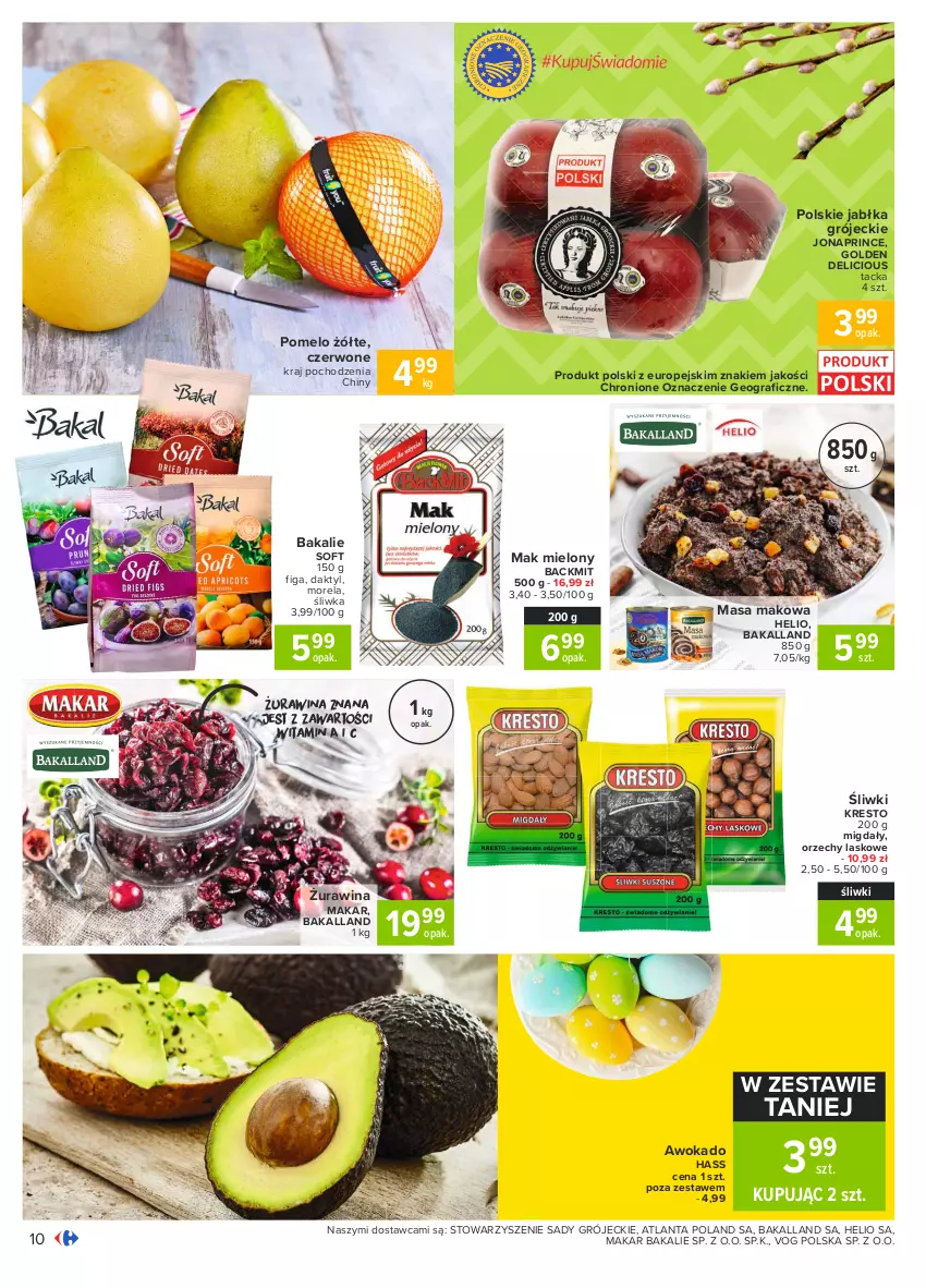 Gazetka promocyjna Carrefour - Gazetka Carrefour - ważna 22.03 do 27.03.2021 - strona 10 - produkty: Bakalland, Gra, Helio, Jabłka, Mak mielony, Migdały, Morela, Pomelo