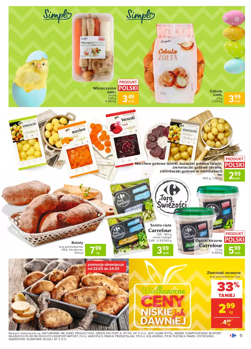 Gazetka promocyjna Carrefour - Gazetka Carrefour - ważna 22.03 do 27.03.2021 - strona 11 - produkty: Buraczki, Cebula, Fa, Piątnica, Por, Sałat, Sport, Ziemniaki