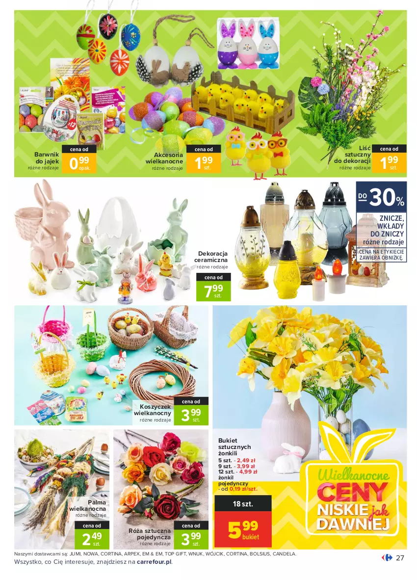 Gazetka promocyjna Carrefour - Gazetka Carrefour - ważna 22.03 do 27.03.2021 - strona 27 - produkty: Bols, Bolsius, Bukiet, Kosz, Palma, Róża, Top, Znicz