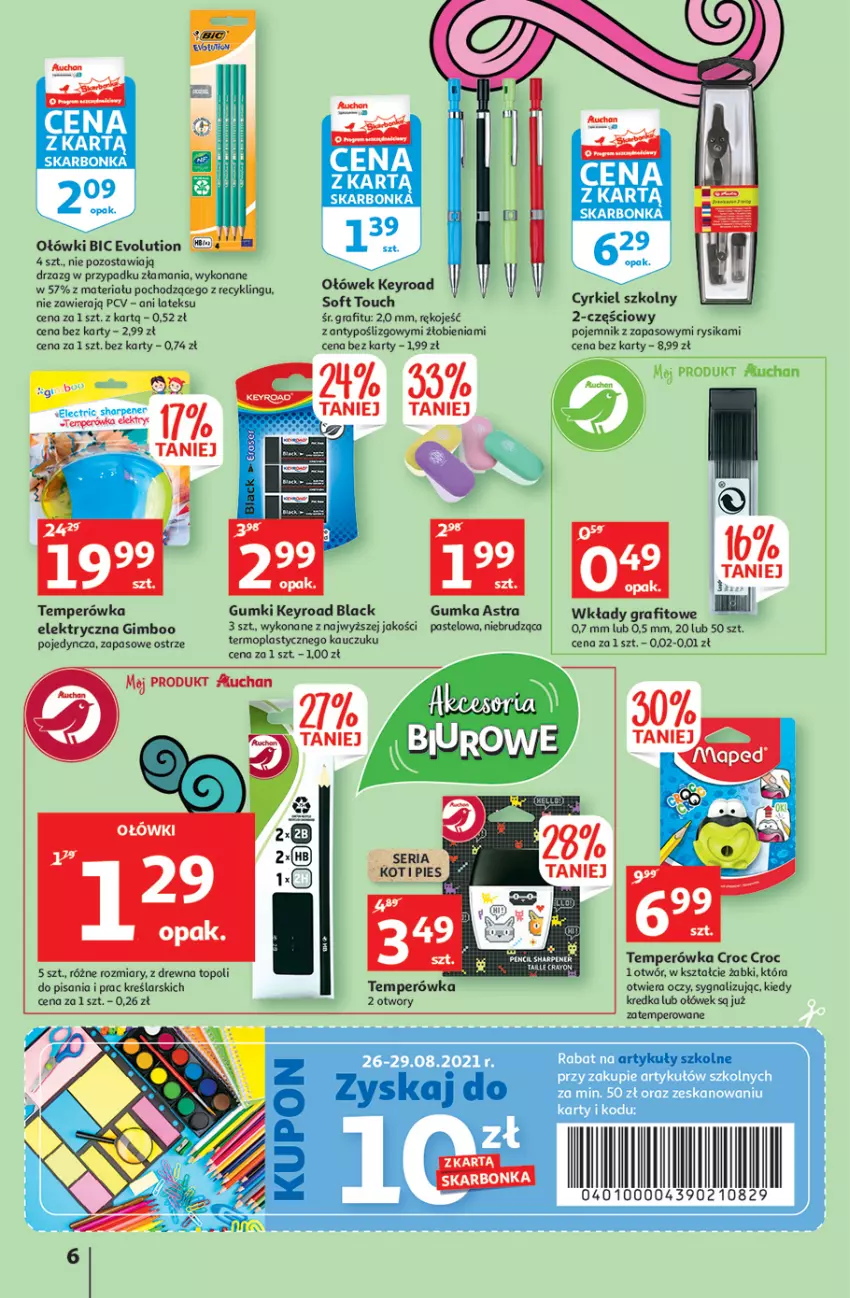 Gazetka promocyjna Auchan - Rysują się kolorowe sny Hipermarkety - ważna 19.08 do 25.08.2021 - strona 6 - produkty: BIC, Gra, Kredka, Lack, Mop, Pojemnik, Rum, Sok, Top
