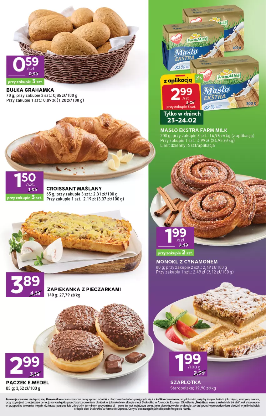 Gazetka promocyjna Stokrotka - Stokrotka Express - ważna 19.02 do 25.02.2026 - strona 3 - produkty: Bułka, Bułka grahamka, Croissant, E. Wedel, Gra, Mięso, Owoce, Pączek, Piec, Pieczarka, Szarlotka, Zapiekanka