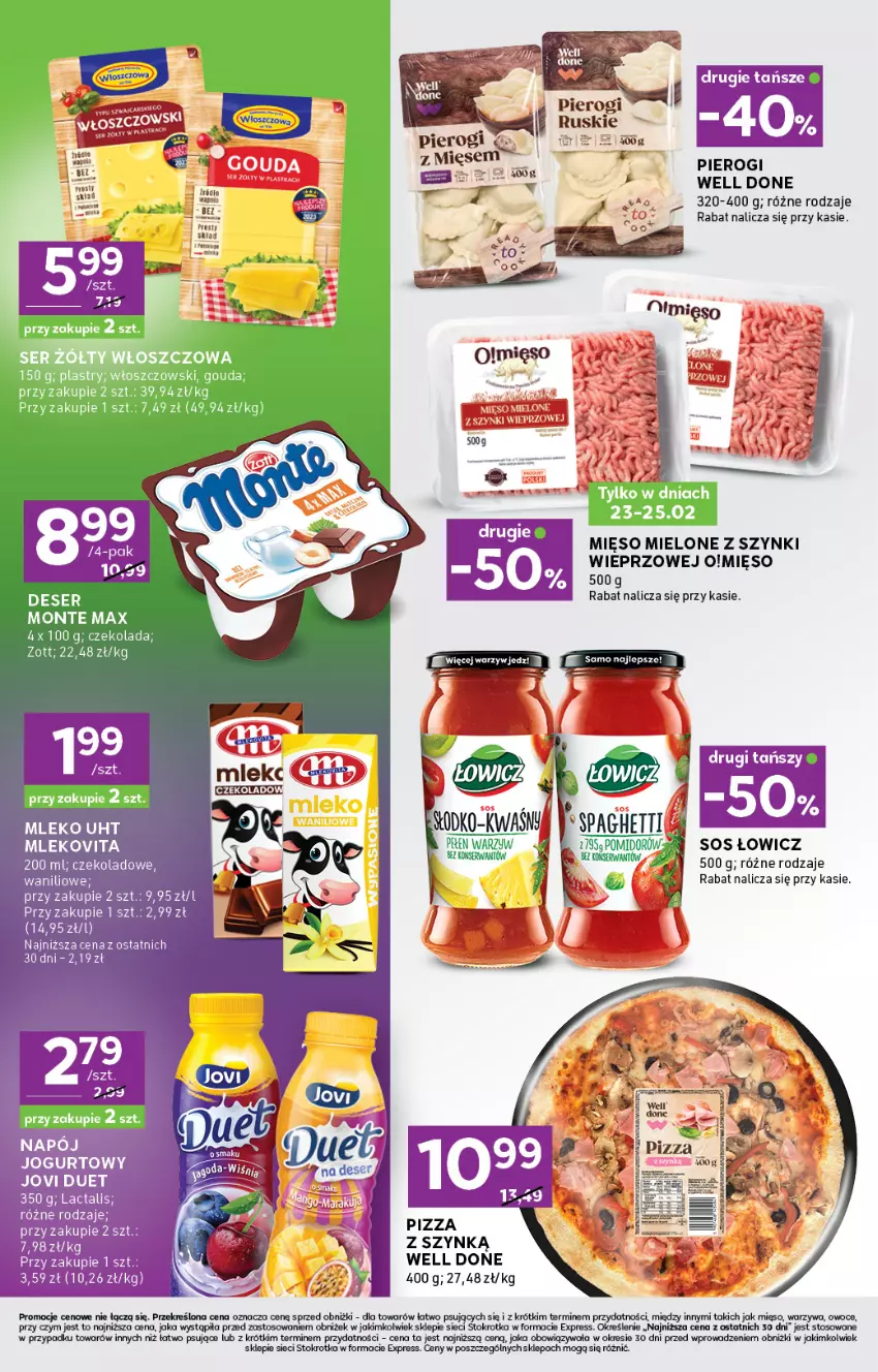 Gazetka promocyjna Stokrotka - Stokrotka Express - ważna 19.02 do 25.02.2026 - strona 4 - produkty: Czekolada, Jogurt, Mięso, Mięso mielone, Mięso mielone z szynki, Mleko, Mlekovita, Monte, Owoce, Pierogi, Pizza, Sos, Warzywa, Zott