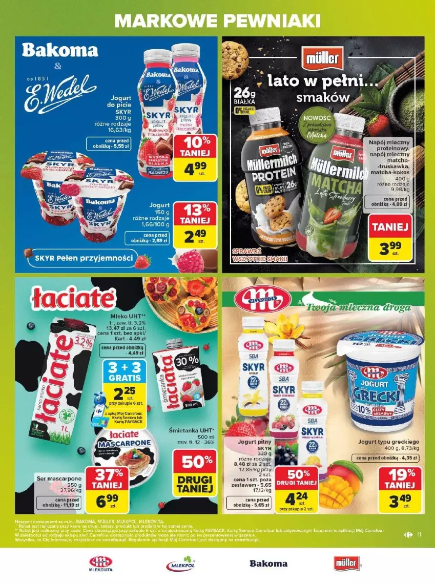 Gazetka promocyjna Carrefour - Gazetka Carrefour, Market w SUMIE markowe pewniaki - ważna 20.07 do 01.08.2026 - strona 11 - produkty: Bakoma, Fa, Gra, Jogurt, Kokos, LG, Mleko, Napój, Napój mleczny