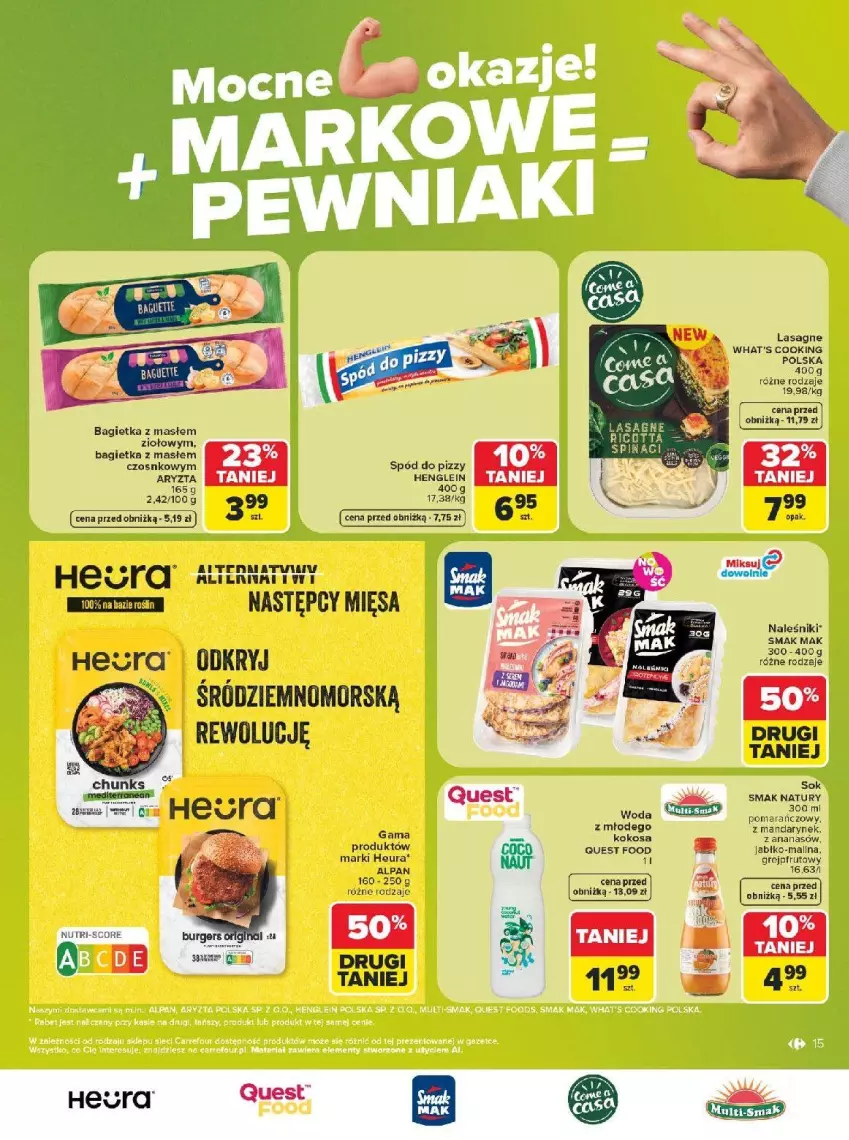 Gazetka promocyjna Carrefour - Gazetka Carrefour, Market w SUMIE markowe pewniaki - ważna 20.07 do 01.08.2026 - strona 15 - produkty: Ananas, Bagietka, Burger, Grejpfrut, Kokos, Lasagne, Naleśniki, Sok, Spód do pizzy