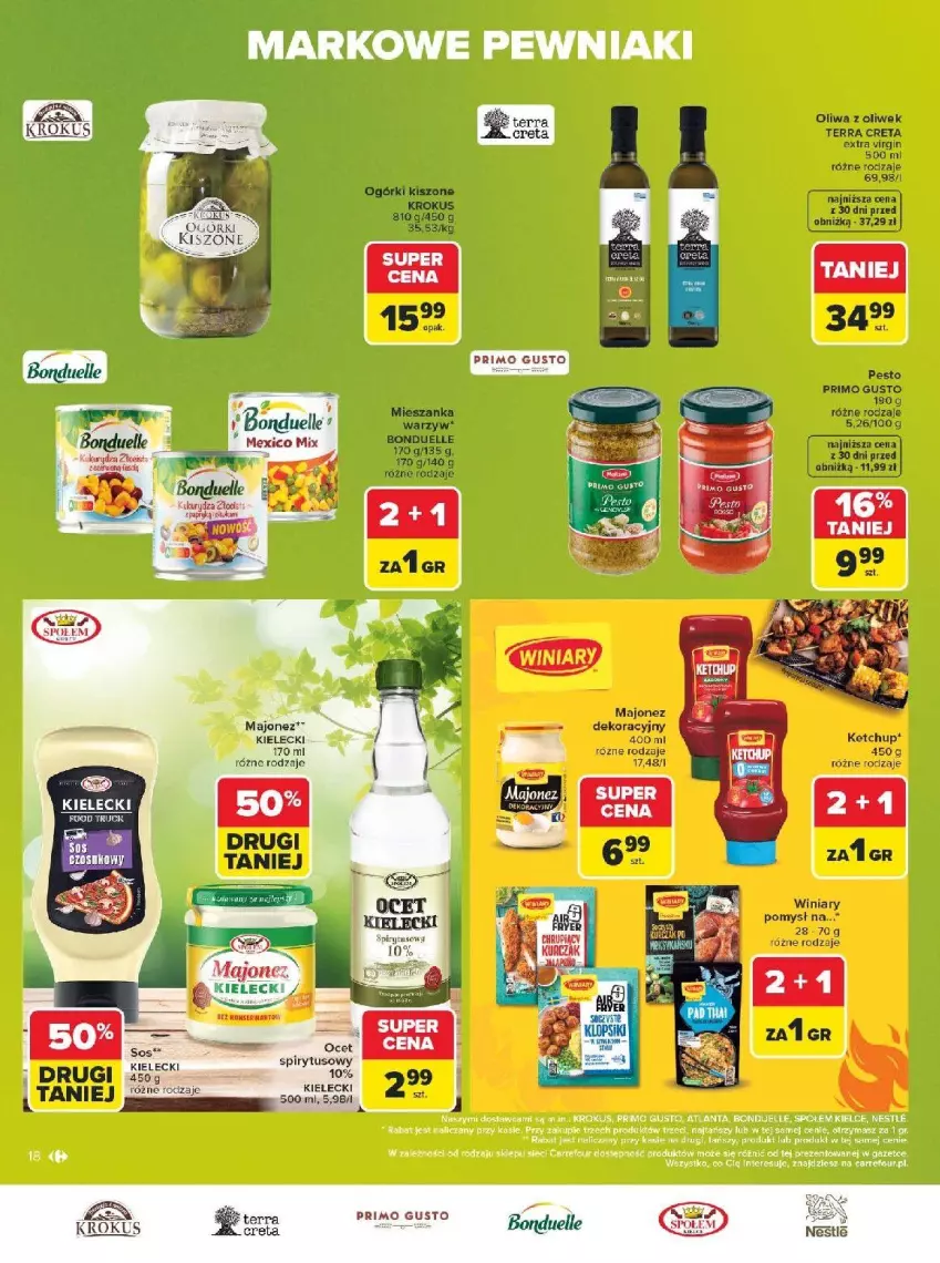Gazetka promocyjna Carrefour - Gazetka Carrefour, Market w SUMIE markowe pewniaki - ważna 20.07 do 01.08.2026 - strona 18 - produkty: Bonduelle, Gin, Gra, Ketchup, Klopsiki, Krokus, Kukurydza, Majonez, Ocet, Oliwa, Oliwa z oliwek, Sos, Winiary