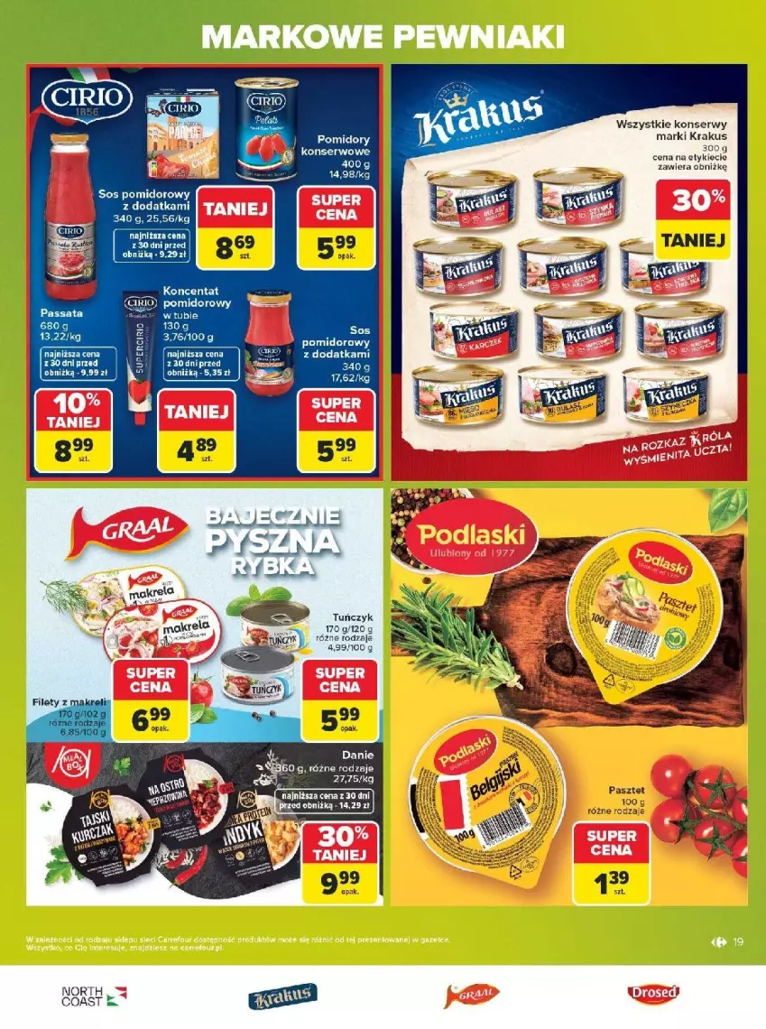 Gazetka promocyjna Carrefour - Gazetka Carrefour, Market w SUMIE markowe pewniaki - ważna 20.07 do 01.08.2026 - strona 19 - produkty: Krakus, Pasztet, Ser, Sos, Sos pomidorowy, Tuńczyk