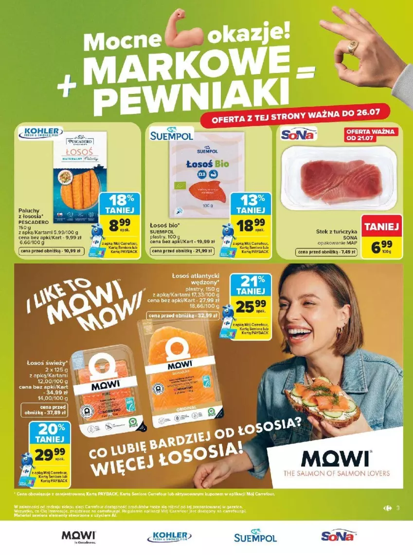 Gazetka promocyjna Carrefour - Gazetka Carrefour, Market w SUMIE markowe pewniaki - ważna 20.07 do 01.08.2026 - strona 3 - produkty: Fa, Gin, LG, Sos, Stek, Suempol, Tuńczyk