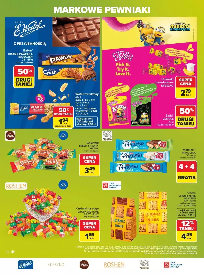 Gazetka promocyjna Carrefour - Gazetka Carrefour, Market w SUMIE markowe pewniaki - ważna 20.07 do 01.08.2026 - strona 32 - produkty: Baton, Cukier, Cukierki, Fa, Gala, Galaretki, Gra, Princessa, Wawel