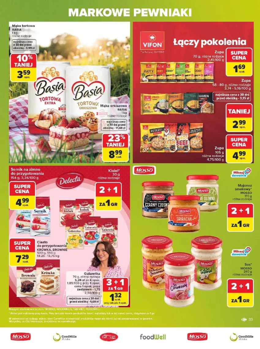 Gazetka promocyjna Carrefour - Gazetka Carrefour, Market w SUMIE markowe pewniaki - ważna 20.07 do 01.08.2026 - strona 33 - produkty: Basia, Brownie, Fa, Gala, Galaretka, Kubek, Majonez, Mąka, Mąka tortowa, Ser, Zupa