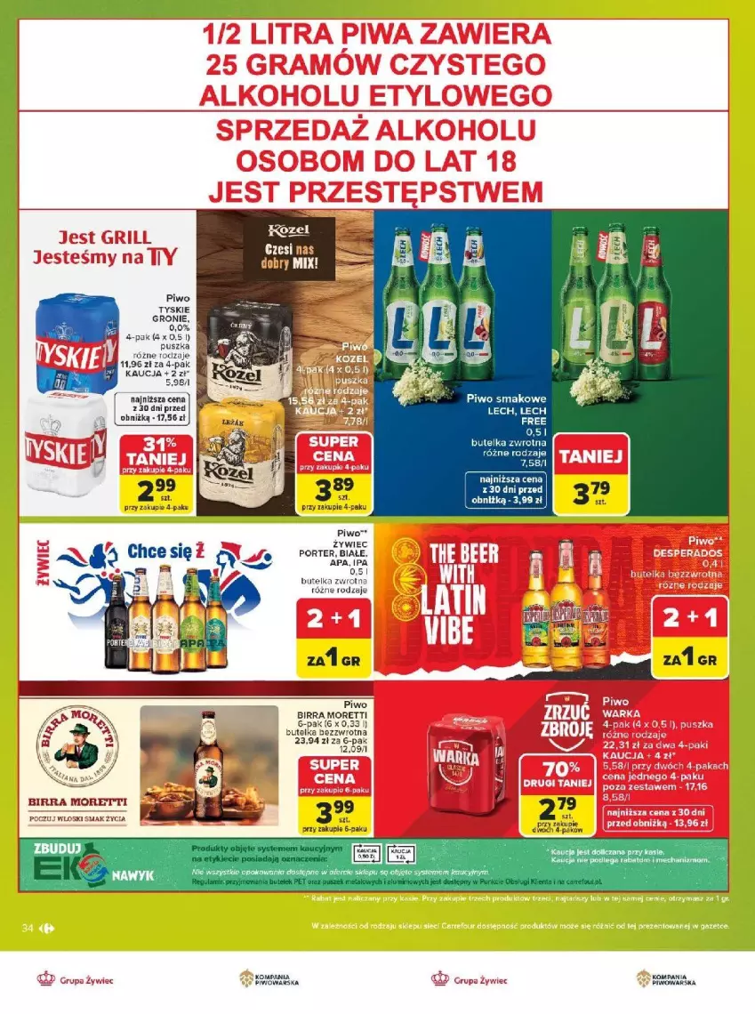 Gazetka promocyjna Carrefour - Gazetka Carrefour, Market w SUMIE markowe pewniaki - ważna 20.07 do 01.08.2026 - strona 34 - produkty: Fa, Piwo, Por, Tyskie