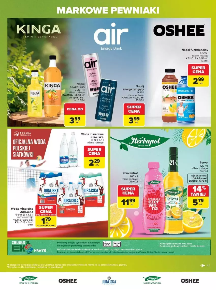 Gazetka promocyjna Carrefour - Gazetka Carrefour, Market w SUMIE markowe pewniaki - ważna 20.07 do 01.08.2026 - strona 41 - produkty: Clin, Napój, Oshee, Pur, Syrop, Woda, Woda mineralna