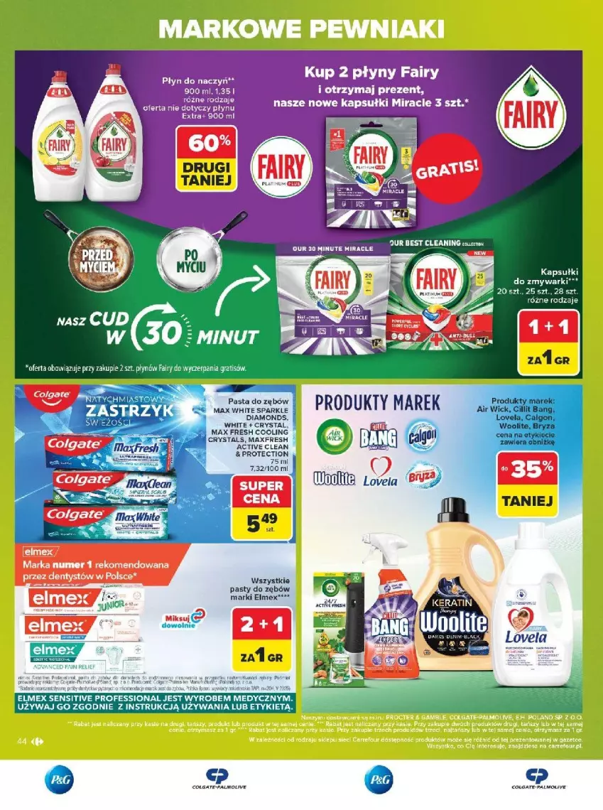 Gazetka promocyjna Carrefour - Gazetka Carrefour, Market w SUMIE markowe pewniaki - ważna 20.07 do 01.08.2026 - strona 44 - produkty: Calgon, Colgate, Elmex, Fa, LG, Lovela, Tran, Woal, Zmywarki