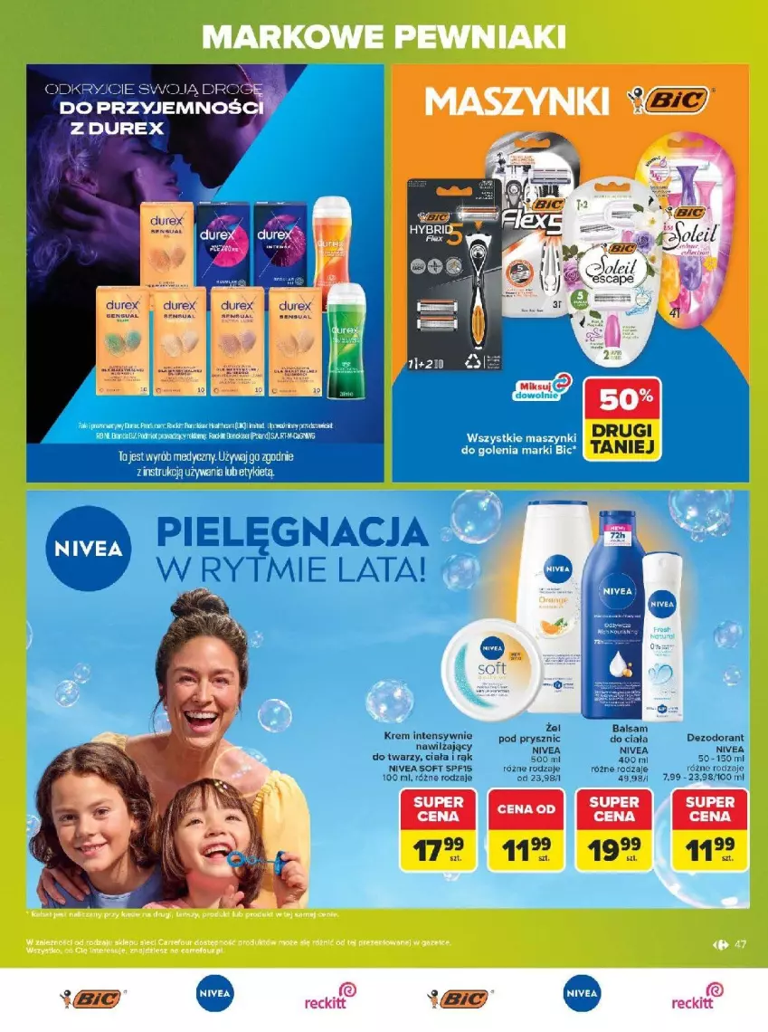 Gazetka promocyjna Carrefour - Gazetka Carrefour, Market w SUMIE markowe pewniaki - ważna 20.07 do 01.08.2026 - strona 47 - produkty: Dezodorant, Durex, Fa, Nivea