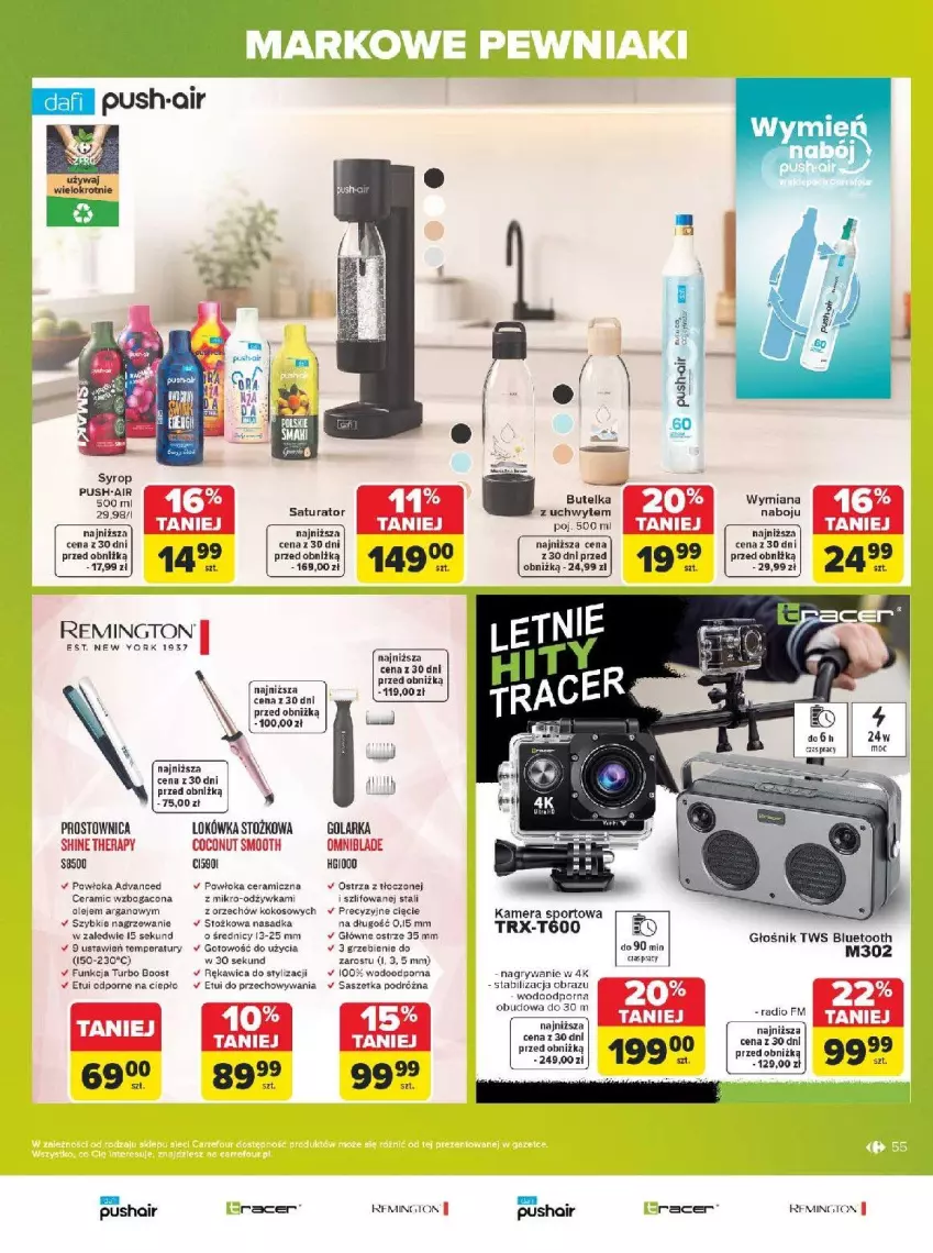 Gazetka promocyjna Carrefour - Gazetka Carrefour, Market w SUMIE markowe pewniaki - ważna 20.07 do 01.08.2026 - strona 55 - produkty: Fa, Głośnik, Golarka, Gry, Kamera, Kokos, Lokówka, Obraz, Por, Remington, Sport, Syrop