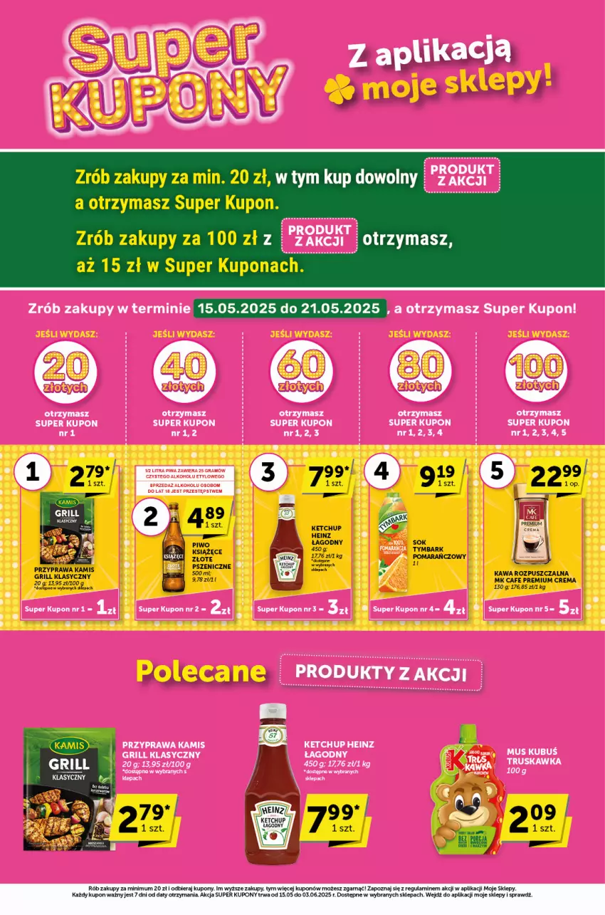 Gazetka promocyjna ABC - ważna 15.05 do 27.05.2025 - strona 4 - produkty: Grill, Heinz, Kawa, Kawa rozpuszczalna, Ketchup, Sok, Tran, Tymbark