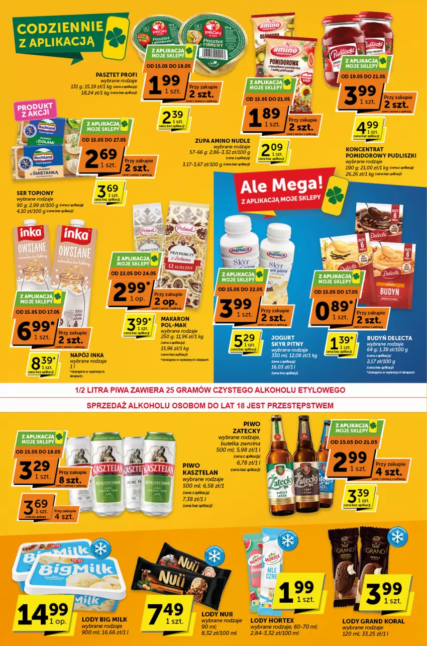 Gazetka promocyjna ABC - ważna 15.05 do 27.05.2025 - strona 6 - produkty: AEG, Big Milk, Gra, Hortex, Inka, Jogurt, Kasztelan, LG, Lody, Makaron, Napój, Pasztet, Piwo, Pudliszki, Ser, Ser topiony, Tera, Top, Zupa