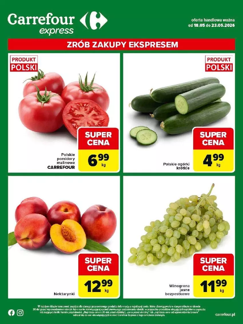 Gazetka promocyjna Carrefour - Gazetka Express - ważna 18.05 do 23.05.2026 - strona 1 - produkty: Nektar, Pomidory, Wino, Winogrona