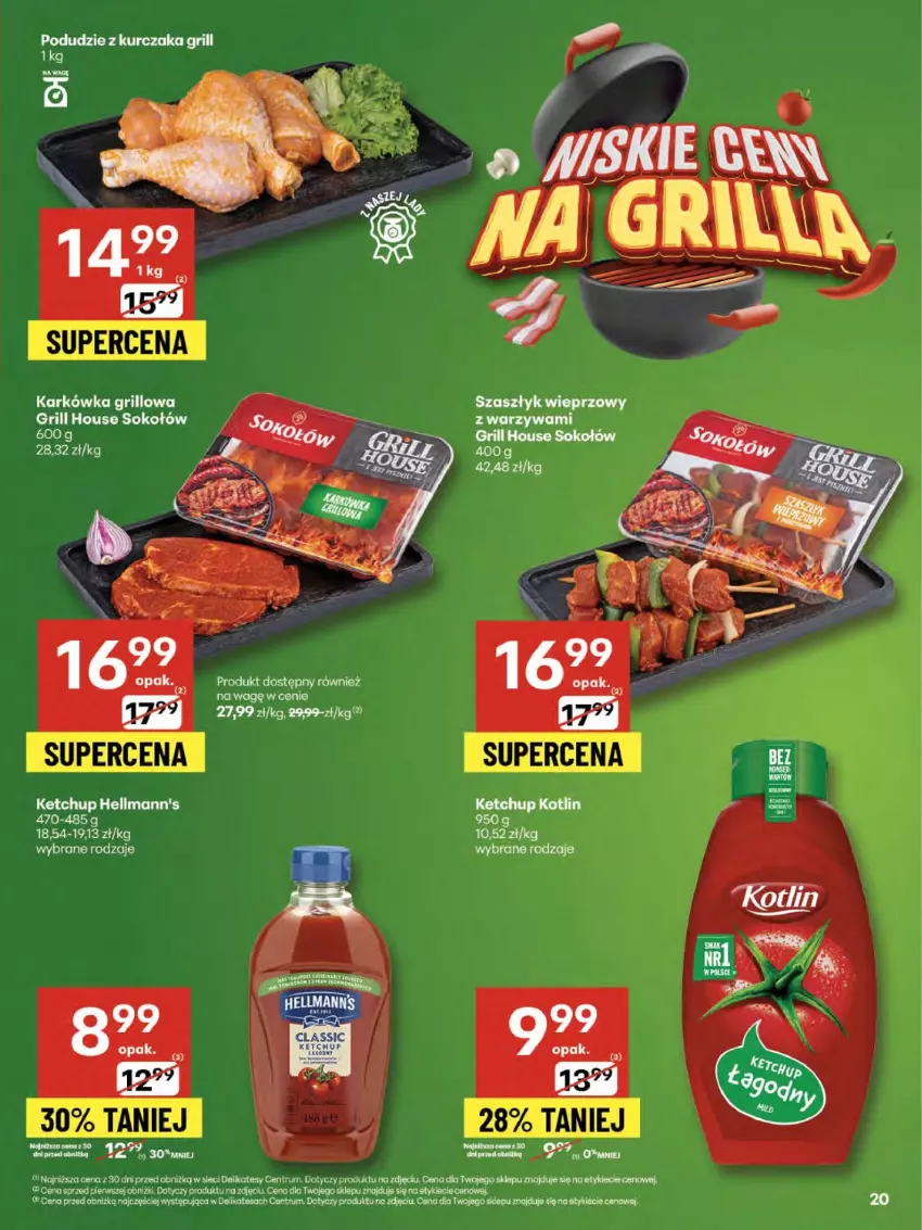 Gazetka promocyjna Delikatesy Centrum - Franczyza DC33 Czwartek - ważna 14.08 do 20.08.2025 - strona 20 - produkty: Grill, Ketchup, Kotlin, Kurczak, Podudzie z kurczaka, Rum, Sok, Sokołów, Top, Warzywa