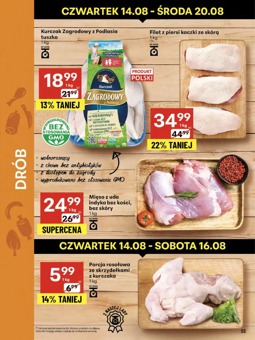 Gazetka promocyjna Delikatesy Centrum - Franczyza DC33 Czwartek - ważna 14.08 do 20.08.2025 - strona 22 - produkty: Filet z piersi kaczki, Kurczak, Mięso, Por, Tusz