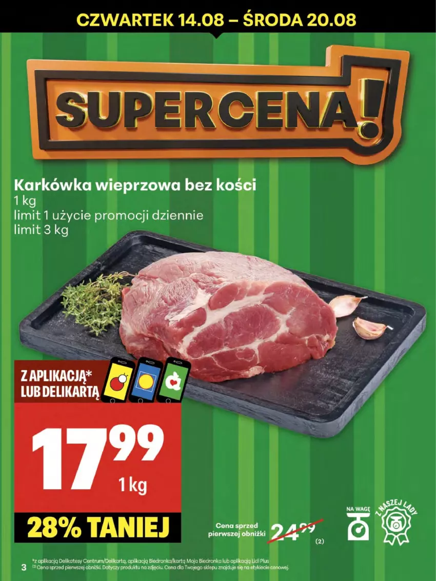 Gazetka promocyjna Delikatesy Centrum - Franczyza DC33 Czwartek - ważna 14.08 do 20.08.2025 - strona 3 - produkty: Karkówka wieprzowa, Rum