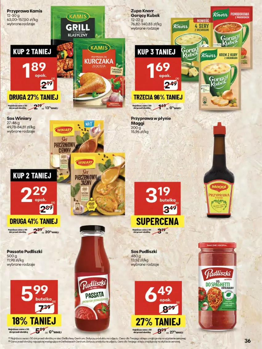 Gazetka promocyjna Delikatesy Centrum - Franczyza DC33 Czwartek - ważna 14.08 do 20.08.2025 - strona 36 - produkty: Kamis, Knorr, Kubek, Maggi, Przyprawa w płynie, Pudliszki, Rum, Sos, Winiary, Zupa