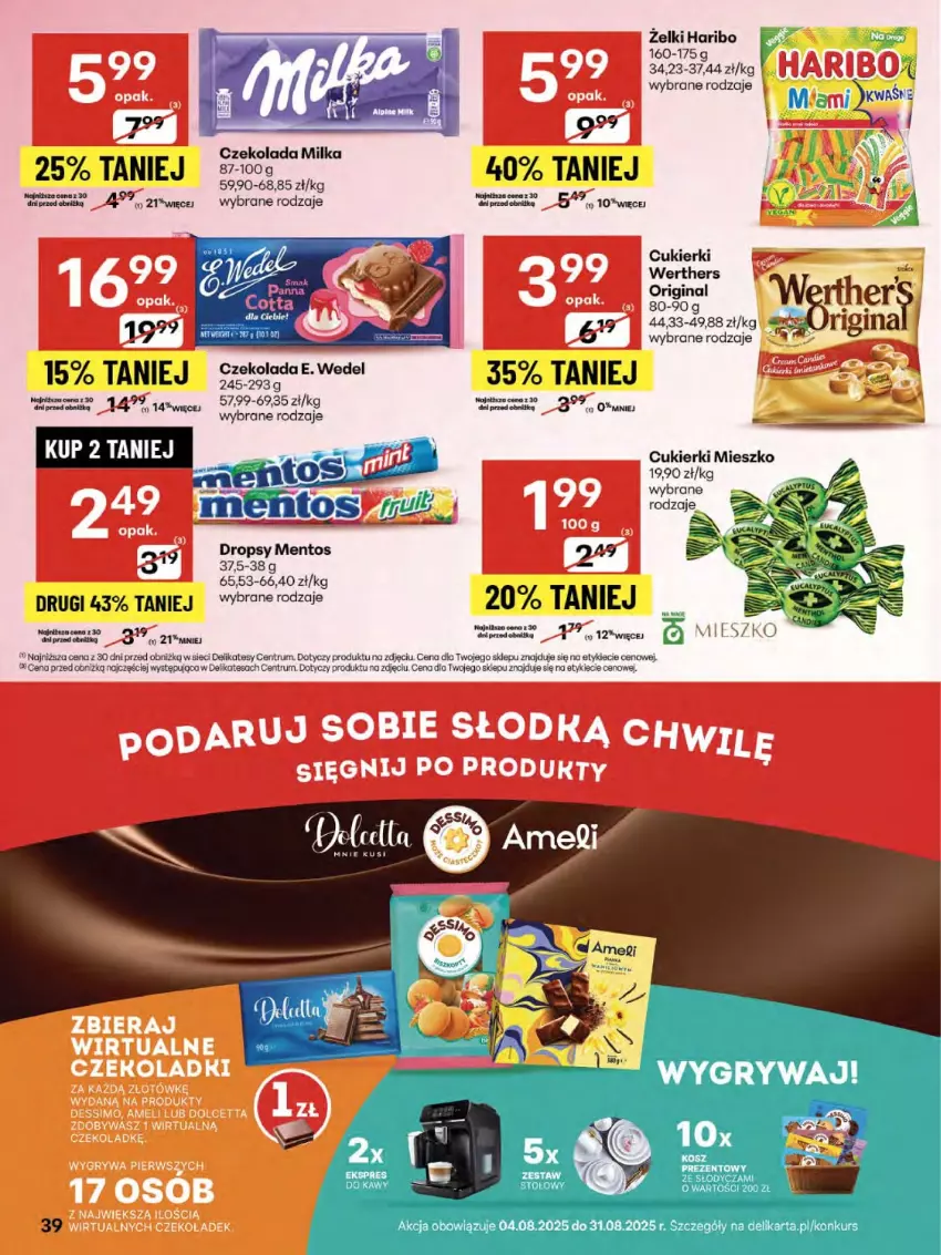 Gazetka promocyjna Delikatesy Centrum - Franczyza DC33 Czwartek - ważna 14.08 do 20.08.2025 - strona 39 - produkty: Cukier, Cukierki, Czekolada, Haribo, Mentos, Milka, Rum
