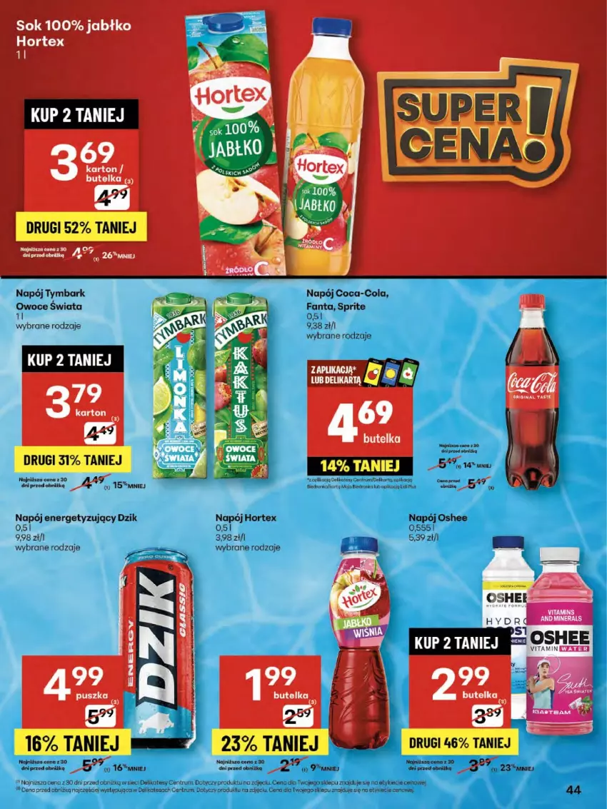Gazetka promocyjna Delikatesy Centrum - Franczyza DC33 Czwartek - ważna 14.08 do 20.08.2025 - strona 44 - produkty: Coca-Cola, Fa, Fanta, Hortex, Koc, Napój, Oshee, Owoce, Por, Rum, Sok, Sprite, Tymbark