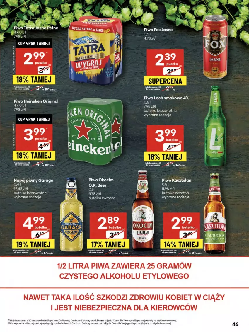 Gazetka promocyjna Delikatesy Centrum - Franczyza DC33 Czwartek - ważna 14.08 do 20.08.2025 - strona 46 - produkty: Gin, Gra, Heineken, Kasztelan, Koc, Leon, Napój, Nuty, Okocim, Olej, Piec, Piwa, Piwo, Rum