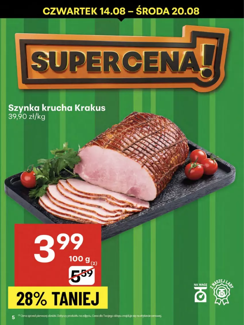 Gazetka promocyjna Delikatesy Centrum - Franczyza DC33 Czwartek - ważna 14.08 do 20.08.2025 - strona 5 - produkty: Krakus, Szynka