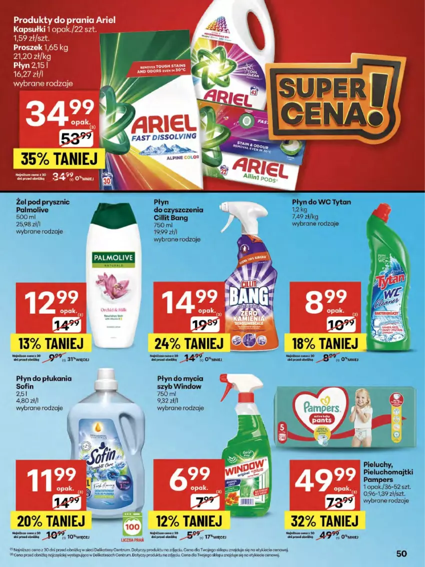 Gazetka promocyjna Delikatesy Centrum - Franczyza DC33 Czwartek - ważna 14.08 do 20.08.2025 - strona 50 - produkty: Cillit Bang, LG, Majtki, Palmolive, Pampers, Pieluchomajtki, Pieluchy, Płyn do mycia, Płyn do płukania, Płyn do wc, Rum, Tytan