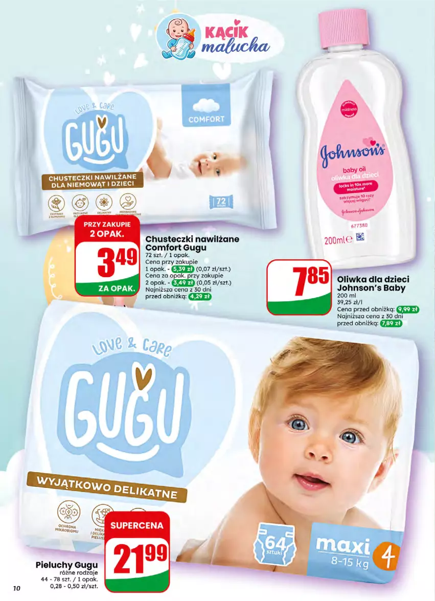 Gazetka promocyjna Dino - Gazetka 16 / 2026 - ważna 15.04 do 21.04.2026 - strona 10 - produkty: Chusteczki, Dzieci, Johnson's, Johnson's Baby, Oliwka dla dzieci, Pieluchy, Rum