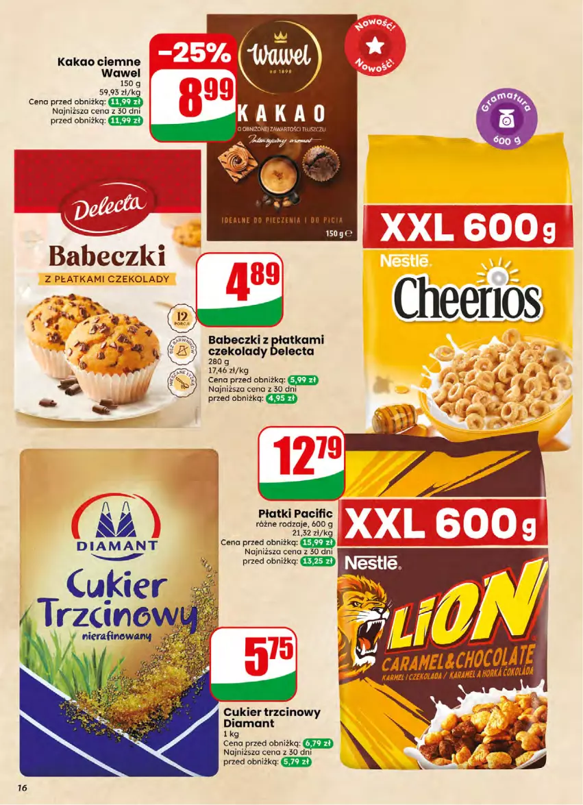 Gazetka promocyjna Dino - Gazetka 16 / 2026 - ważna 15.04 do 21.04.2026 - strona 16 - produkty: Babeczki, Cif, Cukier, Cukier trzcinowy, Delecta, Diamant, Kakao, Por, Wawel