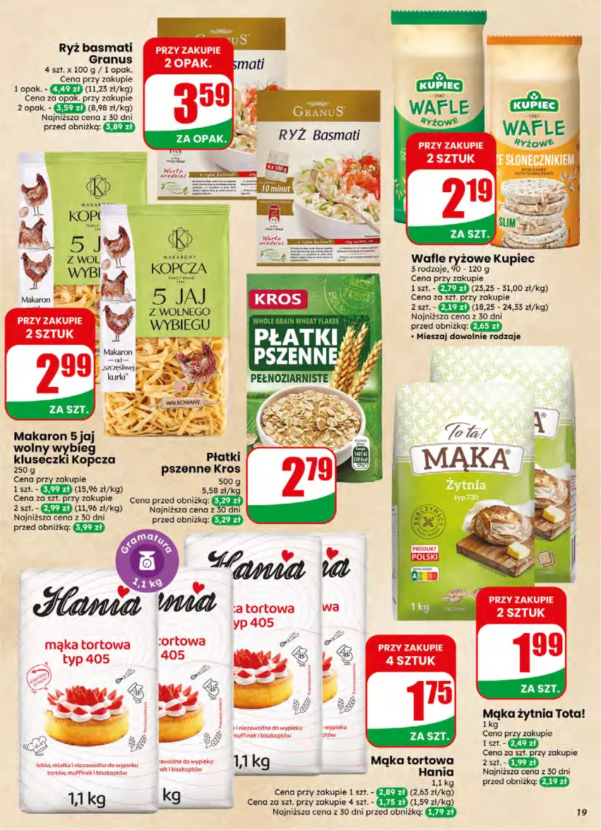 Gazetka promocyjna Dino - Gazetka 16 / 2026 - ważna 15.04 do 21.04.2026 - strona 19 - produkty: Gra, Mąka, Mąka tortowa, Makaron, Piec, Ryż, Ryż basmati, Wafle