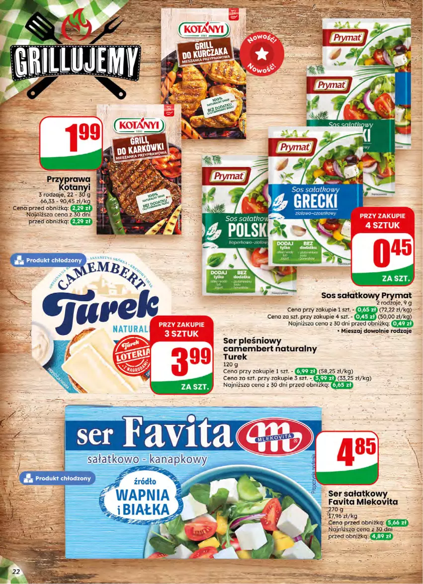 Gazetka promocyjna Dino - Gazetka 16 / 2026 - ważna 15.04 do 21.04.2026 - strona 22 - produkty: Camembert, Fa, Favita, Prymat, Sałat, Ser, Ser pleśniowy, Sos