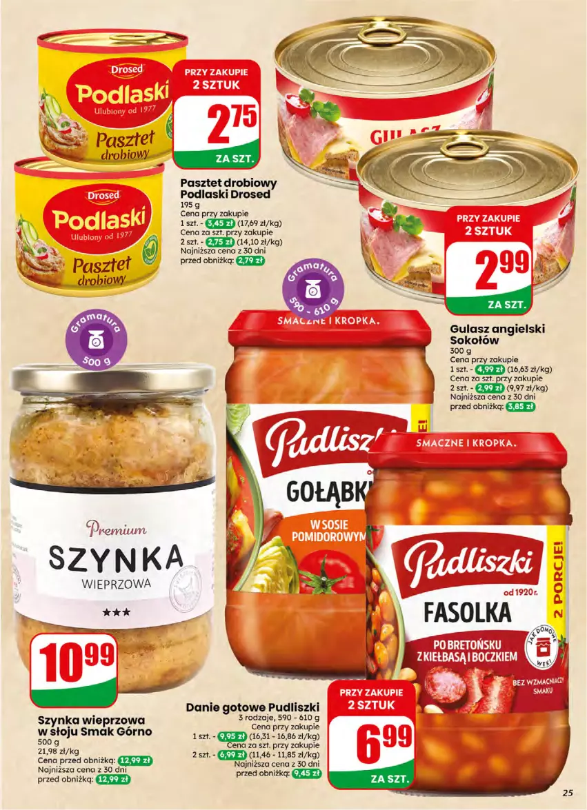 Gazetka promocyjna Dino - Gazetka 16 / 2026 - ważna 15.04 do 21.04.2026 - strona 25 - produkty: Danie gotowe, Pasztet, Podlaski, Pudliszki, Sok, Sokołów, Szynka, Szynka wieprzowa