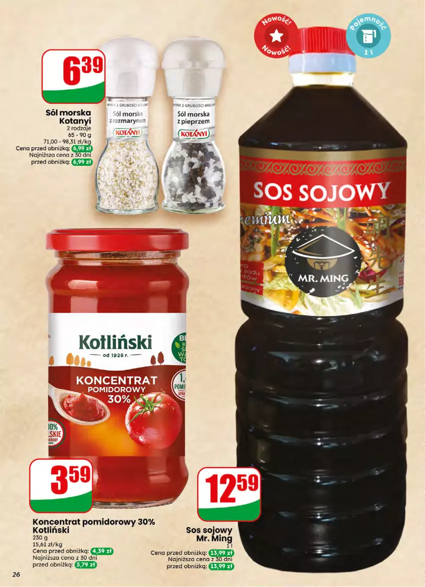 Gazetka promocyjna Dino - Gazetka 16 / 2026 - ważna 15.04 do 21.04.2026 - strona 26 - produkty: Koncentrat pomidorowy, Pieprz, Sól, Sos, Sos sojowy