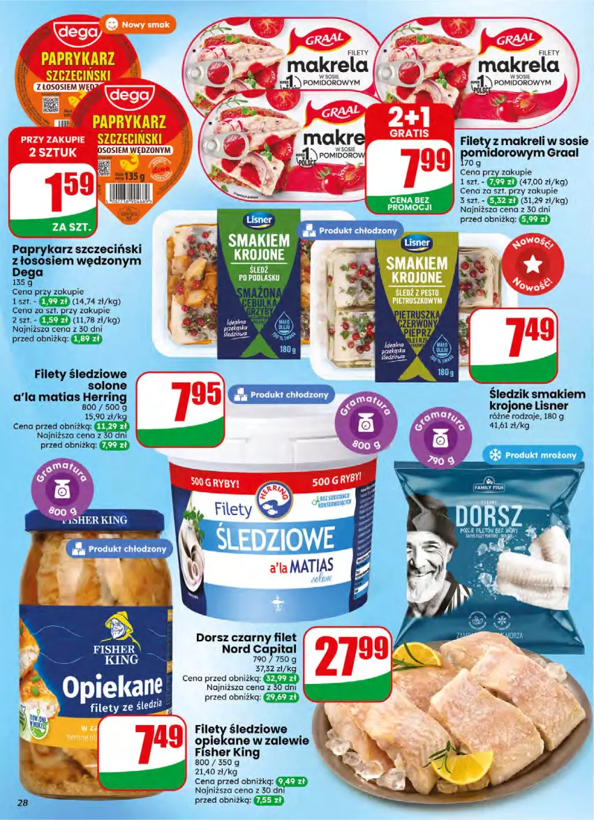 Gazetka promocyjna Dino - Gazetka 16 / 2026 - ważna 15.04 do 21.04.2026 - strona 28 - produkty: Dega, Dorsz, Gin, Gra, Graal, Lisner, Olej, Papryka, Paprykarz, Paprykarz szczeciński, Sos