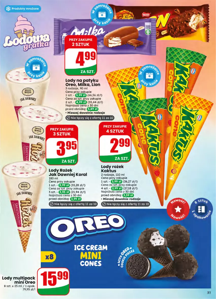 Gazetka promocyjna Dino - Gazetka 16 / 2026 - ważna 15.04 do 21.04.2026 - strona 31 - produkty: Kaktus, Lion, Lody, Milka, Oreo, Por