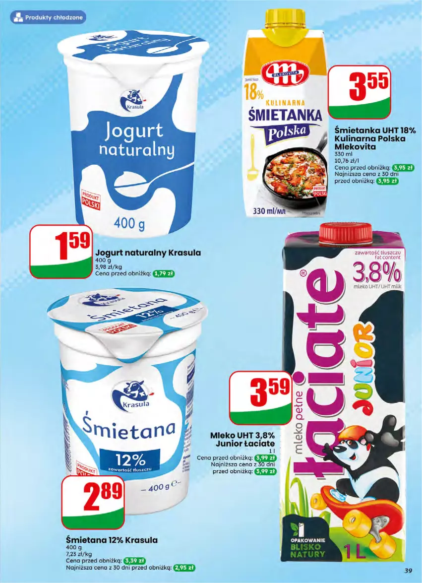 Gazetka promocyjna Dino - Gazetka 16 / 2026 - ważna 15.04 do 21.04.2026 - strona 39 - produkty: Fa, Jogurt, Jogurt naturalny, Mleko, Mlekovita, Tusz