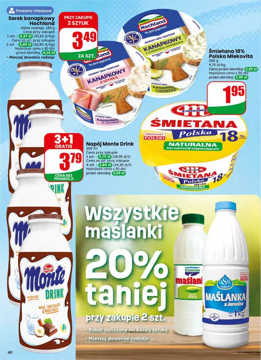 Gazetka promocyjna Dino - Gazetka 16 / 2026 - ważna 15.04 do 21.04.2026 - strona 40 - produkty: Gra, Hochland, LG, Mleko, Mlekovita, Monte, Napój, Ser, Serek, Serek kanapkowy