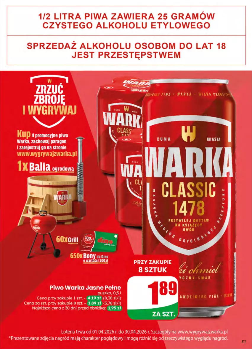 Gazetka promocyjna Dino - Gazetka 16 / 2026 - ważna 15.04 do 21.04.2026 - strona 51 - produkty: Gra, Gry, Piwa, Piwo, Warka