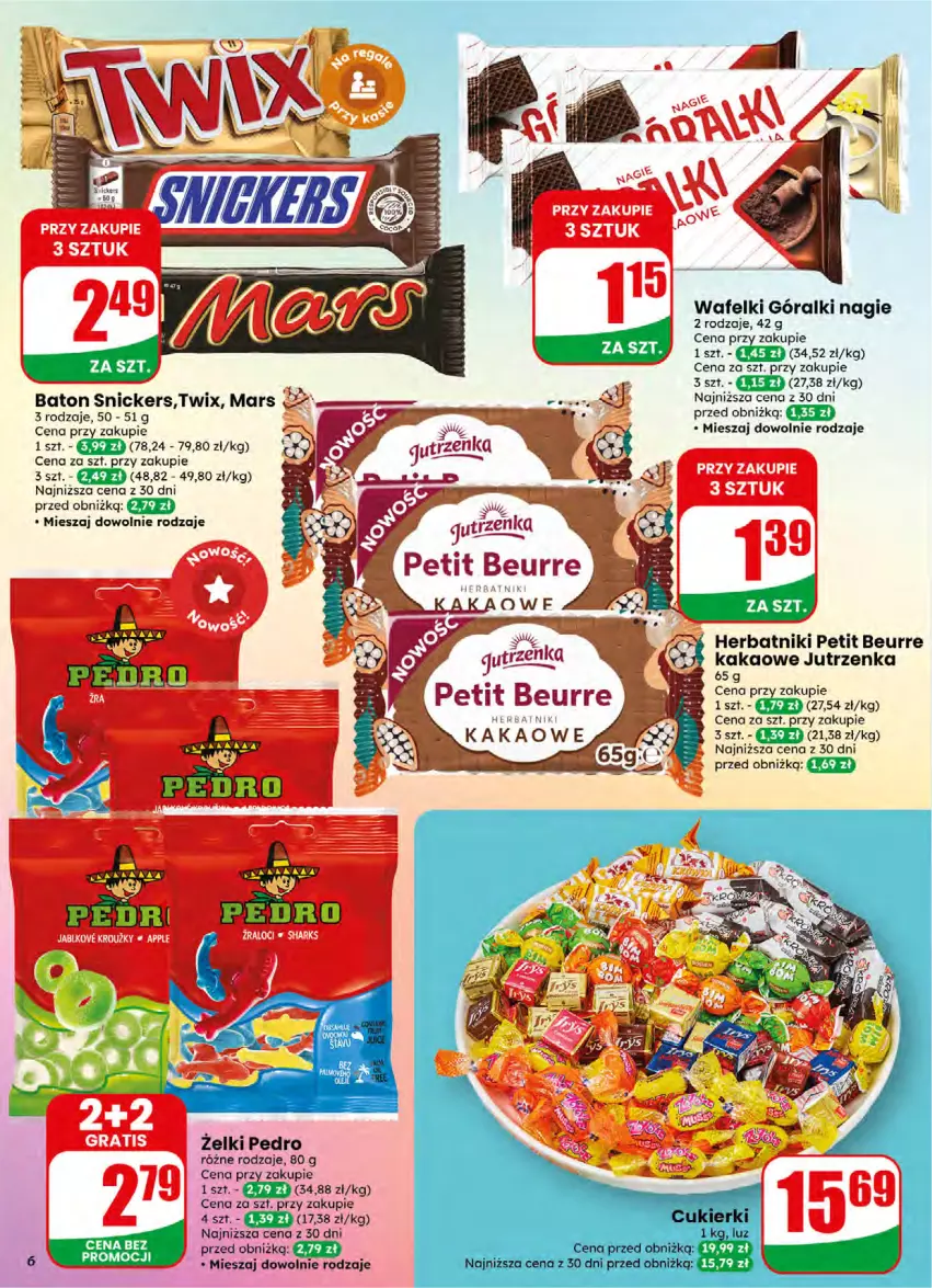 Gazetka promocyjna Dino - Gazetka 16 / 2026 - ważna 15.04 do 21.04.2026 - strona 6 - produkty: Baton, BIC, Góralki, Herbatniki, Herbatniki Petit Beurre, Jutrzenka, Kakao, Mars, Snickers, Twix
