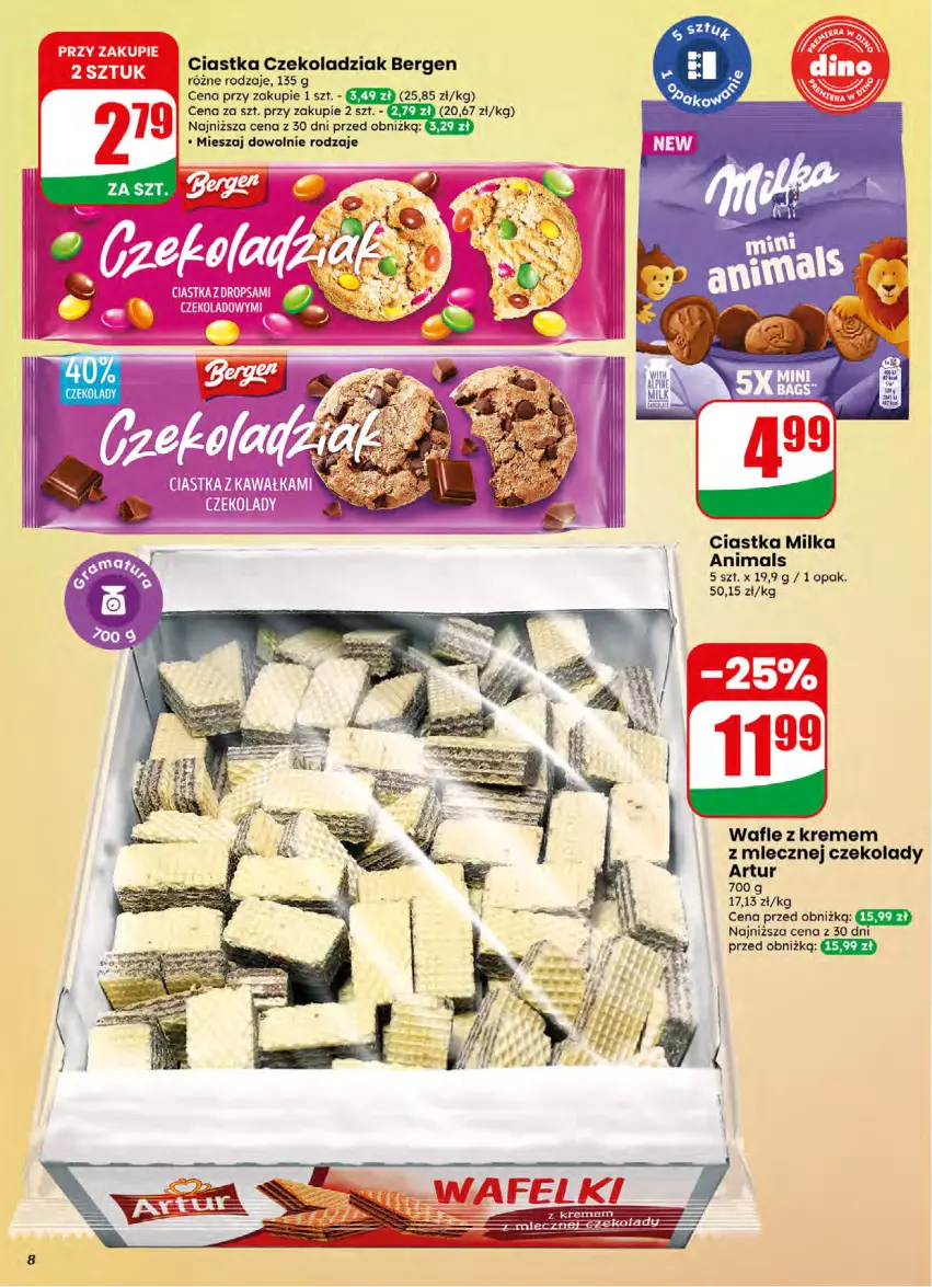 Gazetka promocyjna Dino - Gazetka 16 / 2026 - ważna 15.04 do 21.04.2026 - strona 8 - produkty: Artur, Ciastka, Milka, Por, Wafle