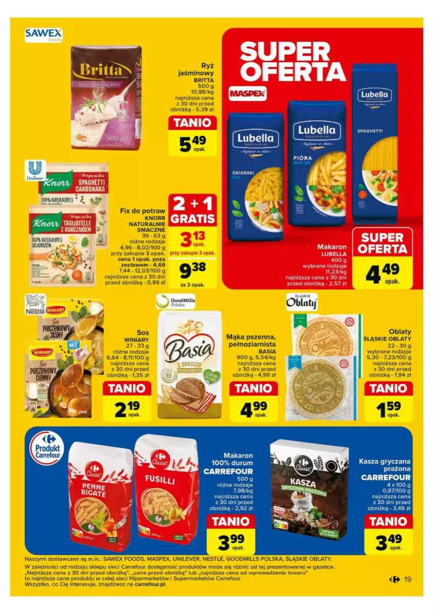 Gazetka promocyjna Carrefour - ważna 28.10 do 02.11.2024 - strona 11 - produkty: Basia, Brit, Gry, Kasza, Kasza gryczana, Knorr, Mąka, Mąka pszenna, Makaron, Orka, Ryż, Spaghetti, Winiary