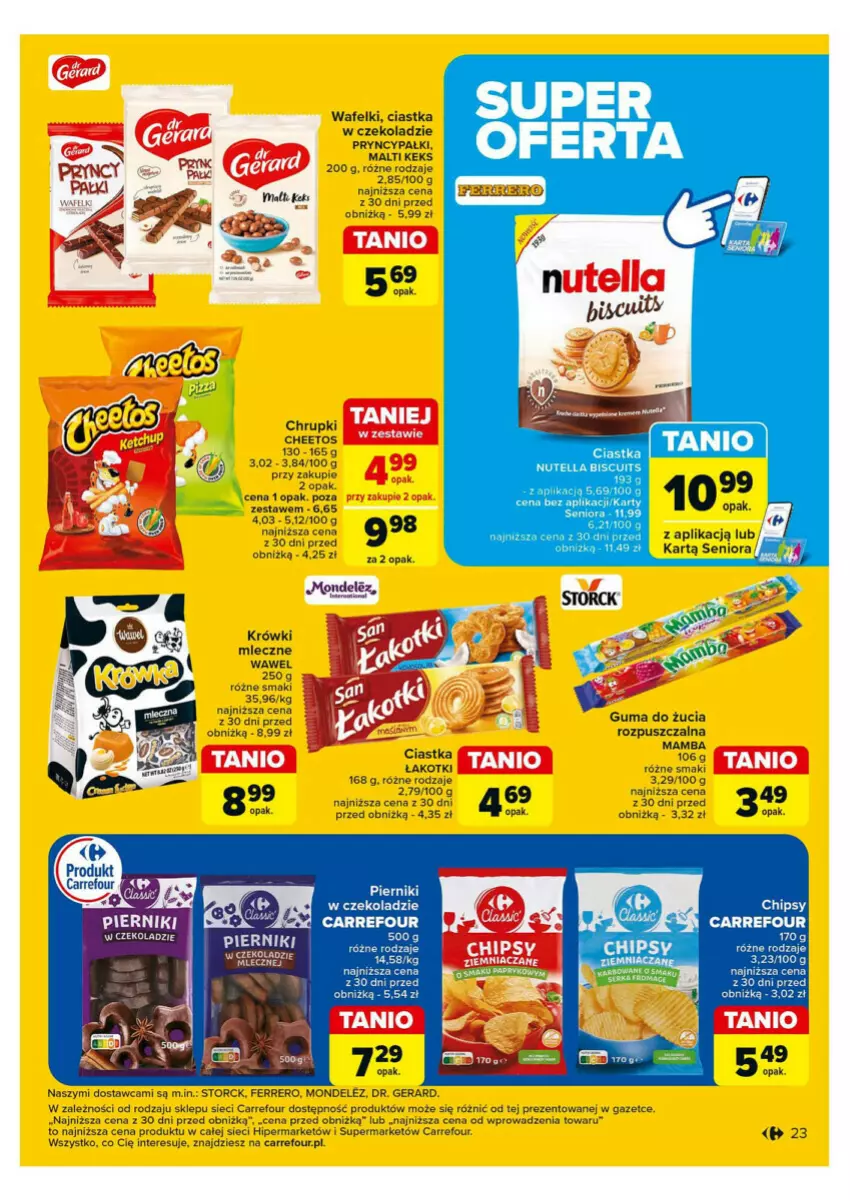 Gazetka promocyjna Carrefour - ważna 28.10 do 02.11.2024 - strona 16 - produkty: Cheetos, Chrupki, Ciastka, Ferrero, Guma do żucia, Krówki mleczne, Piernik, Por, Wawel