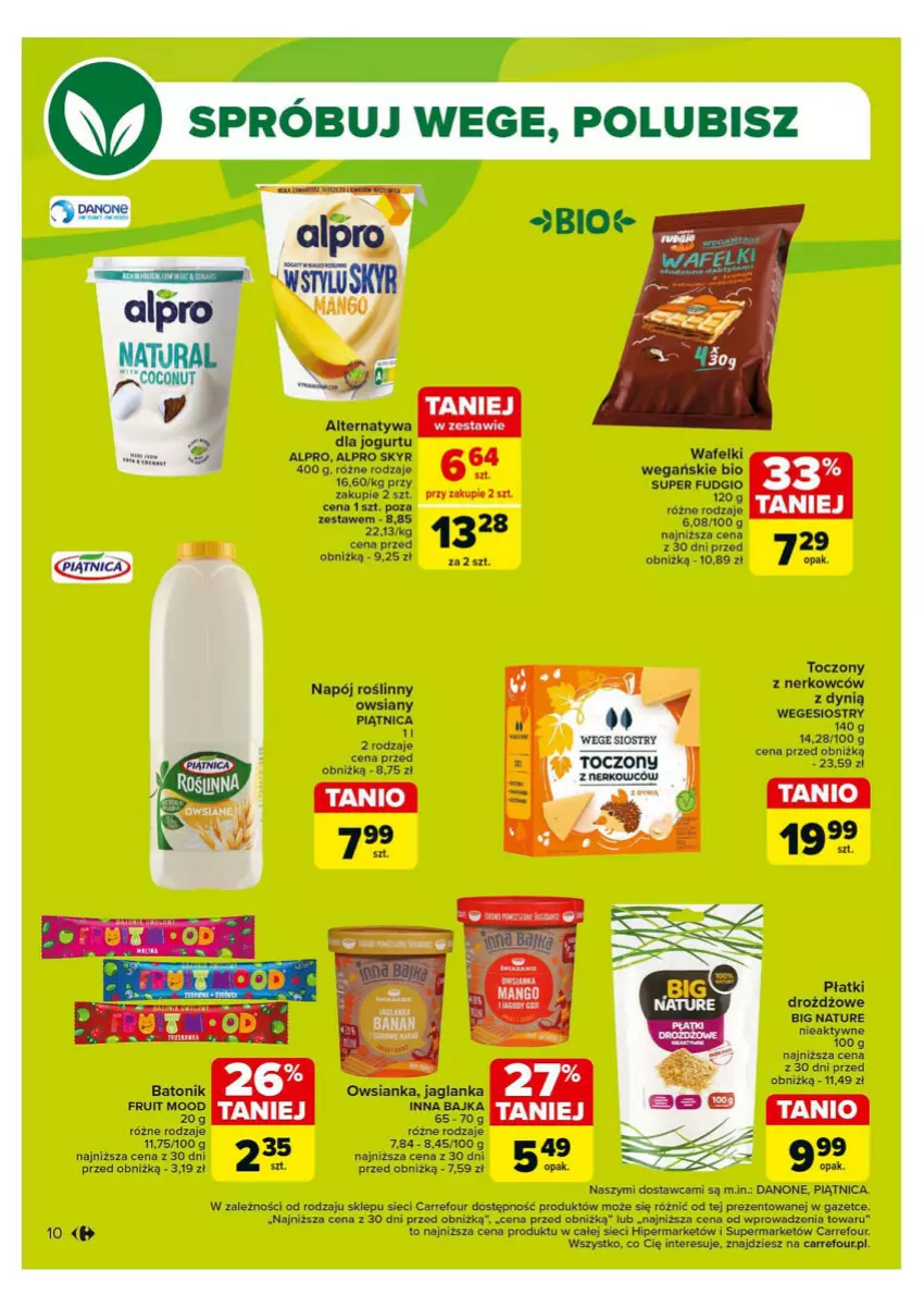 Gazetka promocyjna Carrefour - ważna 28.10 do 02.11.2024 - strona 2 - produkty: Alpro, Baton, Danone, Jaglanka, Jogurt, Napój, Napój roślinny, Owsianka, Piątnica, Tonik