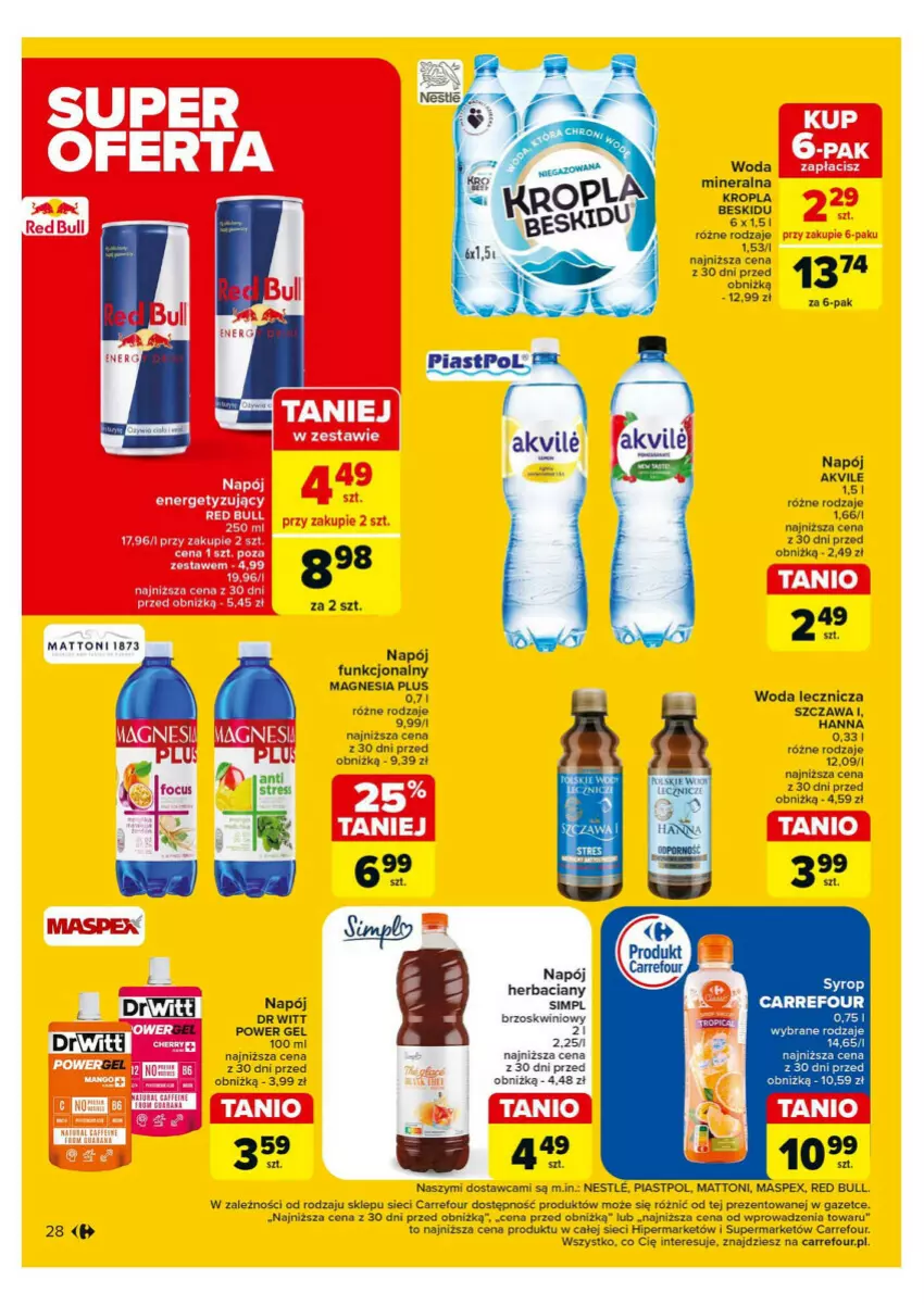 Gazetka promocyjna Carrefour - ważna 28.10 do 02.11.2024 - strona 21 - produkty: Napój, Piast, STP, Woda, Woda mineralna, Znicz