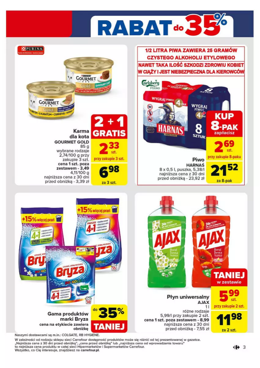 Gazetka promocyjna Carrefour - ważna 28.10 do 02.11.2024 - strona 23 - produkty: Ajax, Bryza, Colgate, Gourmet Gold, Gra, Harnaś, LG, Piec, Piwa, Piwo, Pur, Purina, Waga