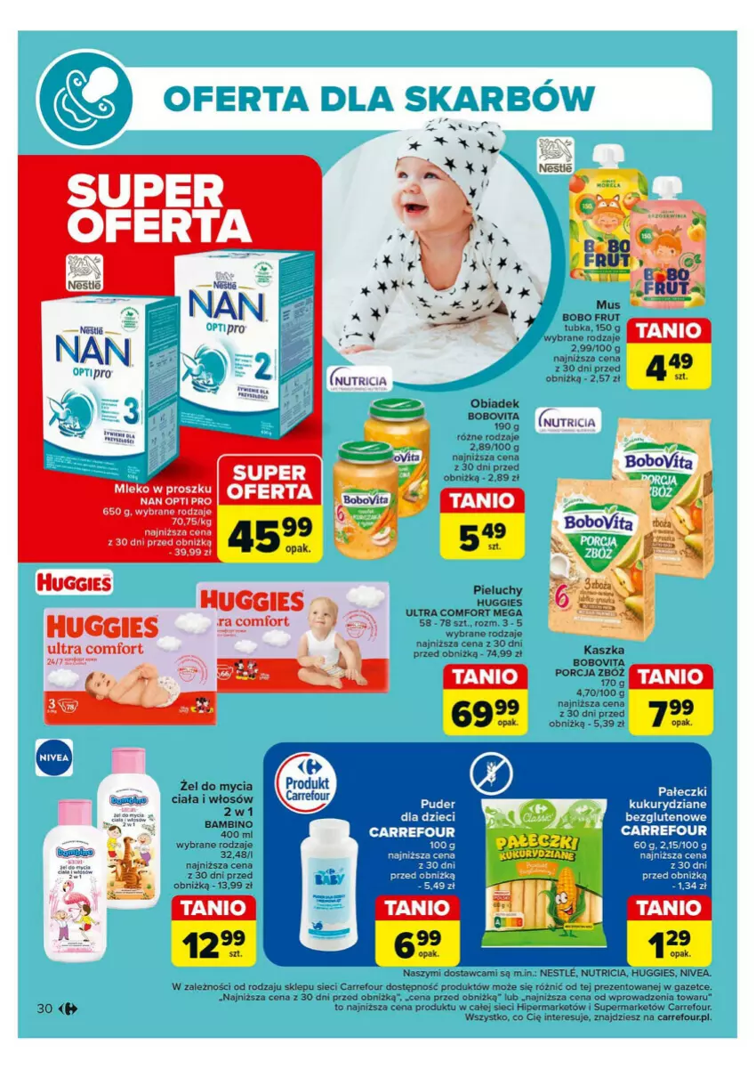 Gazetka promocyjna Carrefour - ważna 28.10 do 02.11.2024 - strona 24 - produkty: Dzieci, Huggies, Mleko, Mleko w proszku, Nivea, Pieluchy, Por, Puder